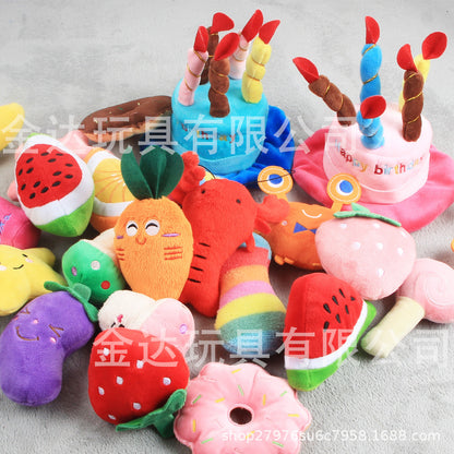 Pet Supplies Popular Dog Plush Toys Bite Resistant Pet Toys Fruit Sound Toys Wholesale