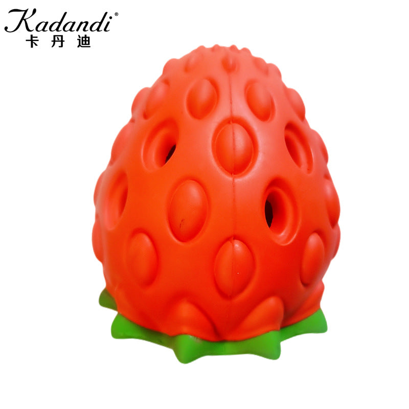 Pet Toys Dog Teeth Grinding Rubber Toy Simulation Strawberry Interactive Educational Food Leaking Ball Manufacturer Wholesale