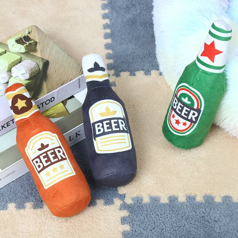 Pet supplies simulated beer, vodka, whiskey bottle, BB calling pet dog and cat companion pet toys