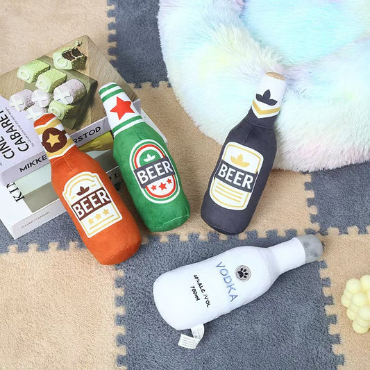 Pet supplies simulated beer, vodka, whiskey bottle, BB calling pet dog and cat companion pet toys